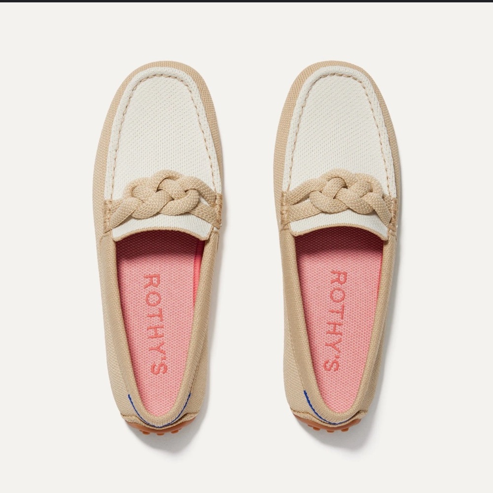Rothy's  The Braid Driver Cappuccino Cream Loafer Flats size W7